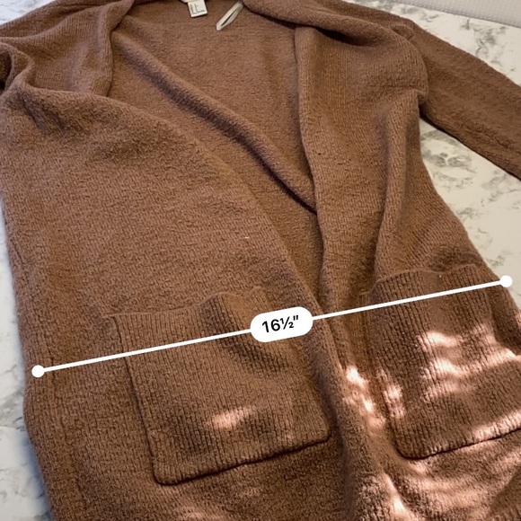 Forever 21 Taupe/ Pink Fluffy Long Open front Cardigan Size Small - Picture 9 of 15